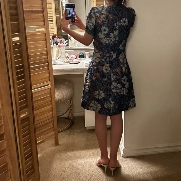 Burberry Prorsum Blue Metallic Short Sleeves Mini Dress size 4 - Picture 11 of 11